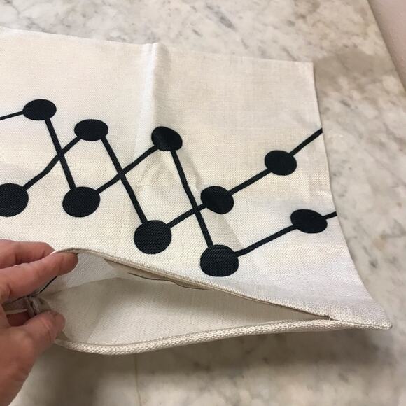 70s Art Deco vibe on geometric linen accent throw pillow cover NEW 18" x 18" - Picture 7 of 10